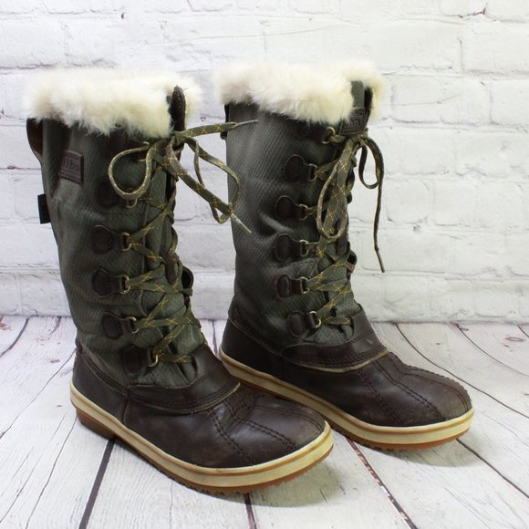 LL Bean Rangeley Green Leather Waterproof Insulated Tall Pac Boots Size 7 M - Picture 3 of 9